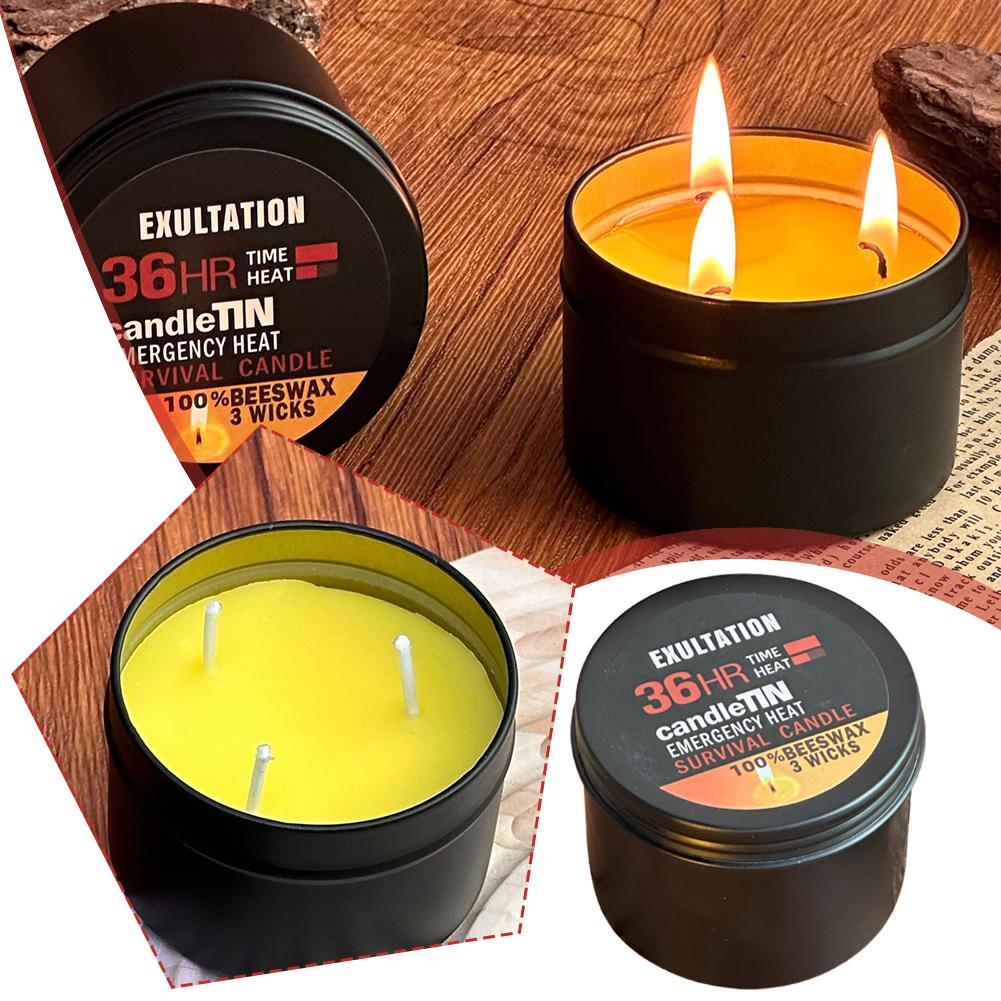Beeswax Taper Candle - شمعة الطوارئ 36 ساعة 3 الفتيل
