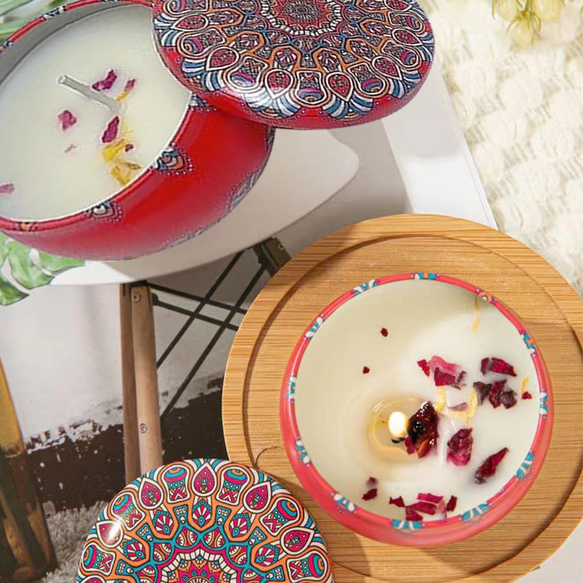 شمعة معطرة صغيرة بتصميم ماندال - مراجعة Home Fragrance Flowers وسعره